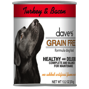 Daves Grain Free Turkey & Bacon Canned Dog Food 13oz 12 Case  Daves, daves, pet food, gf, grain free, turkey, bacon, Canned, Dog Food
